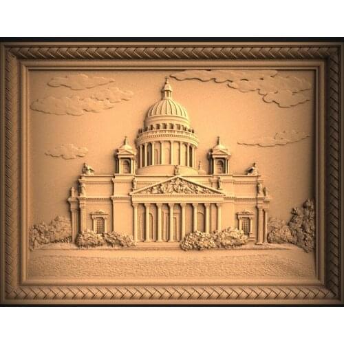 Landmark building (442) 3d model relief for cnc carving engraving in STL file format