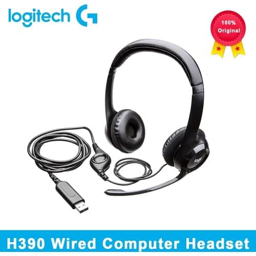 Logitech H390 Original Wired Computer Headset With Mic Foldable 2.33M USB Stereo Headphones Computer Office Wired Earphone