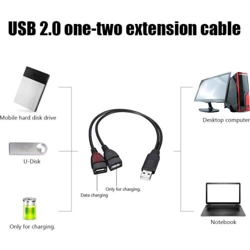 Portable Data Hot Selling Durable Simple Solid Cables USB2.0 Male Dual USB Female High Speed Power Adapter Y Splitter HUB