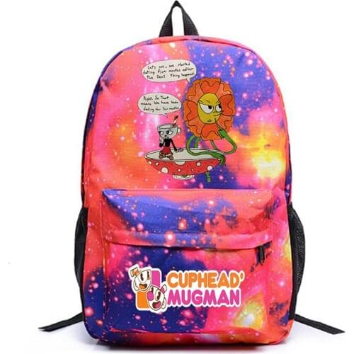 Casual Backpack Anime Cuphead Teenger Schoolbag Packsack High Quality Canvas Unisex Student Travel Laptop Bag