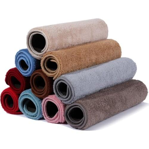 Rectangle Floor Mat Soft Anti-Skid Carpet Shaggy Rug Living Bedroom Solid Color Bathroom Absorbent DoorMat