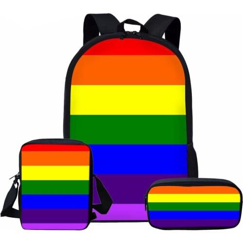 Rainbow Colorful School Bag for Children Girls Bookbag Kids Schoolbag Set Women Travel Shoulder Bag Mochila Female