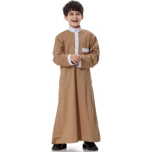 Ramadan Muslim Kids Abaya Jubba Thobe Boy Long Dress Caftan Children Islamic Robe Dubai Arab Kaftan Saudi Arabia Worship Service