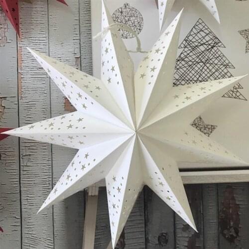 45CM Christmas Star Lantern Hollow Out Paper Lantern Stars Shaped Illuminated LED Paper Festival Lantern Christmas Ornaments