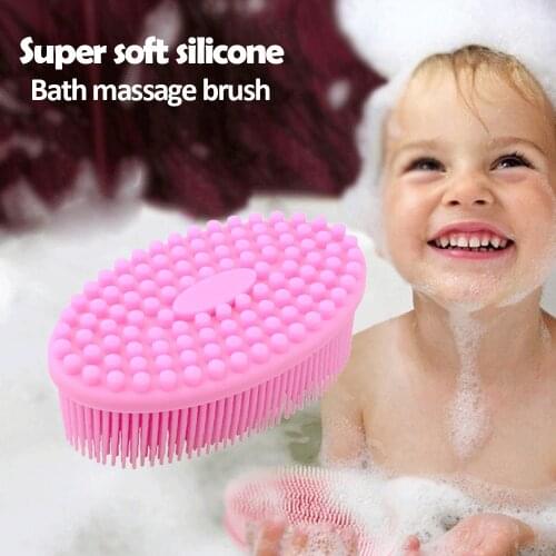 Bathroom Silicone Body Brush Shampoo Kids Baby Exfoliating Bubbles Super Soft Shower Scrubber Puff Scalp Bath Brush Body Washing