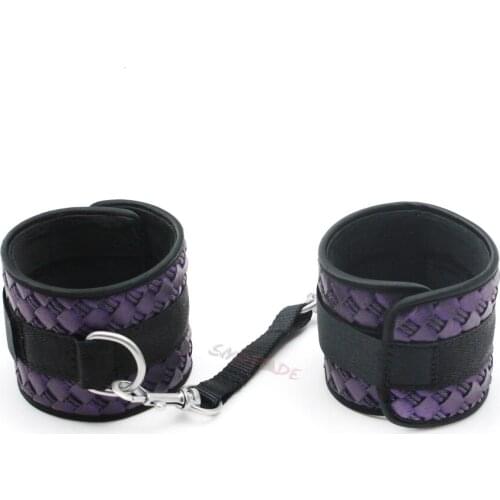 Smspade2018 New 28.5*7cm Purple PU Bondage Luxury Fetish Wrists Cuffs Intimate Sex Toys for couples, Erotic Audlt Games