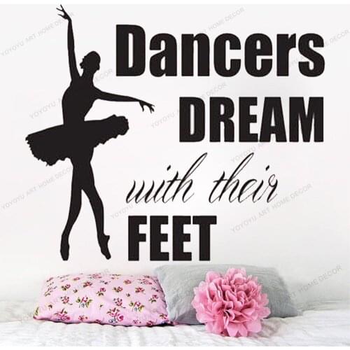 Dancers dream with their feet - Wall sticker - Dance - Vinyl Decal Dancer Decal, Dancer Decal, Dancing Studio Art yw-527