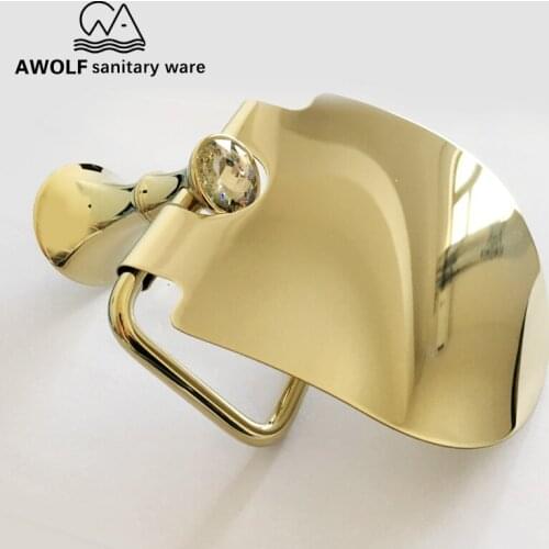 Toilet Paper Roll Holder Wall Mounted Paper Holder Hook Modern Bathroom Accessories For WC Brass Gold Copper Towel Rack AZ5103