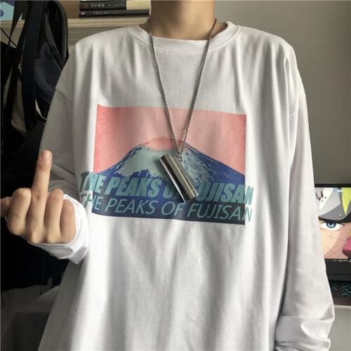 Korean autumn Korean Edition versatile letter print loose flavor long sleeve T-shirt early autumn Top Mens and womens bottom