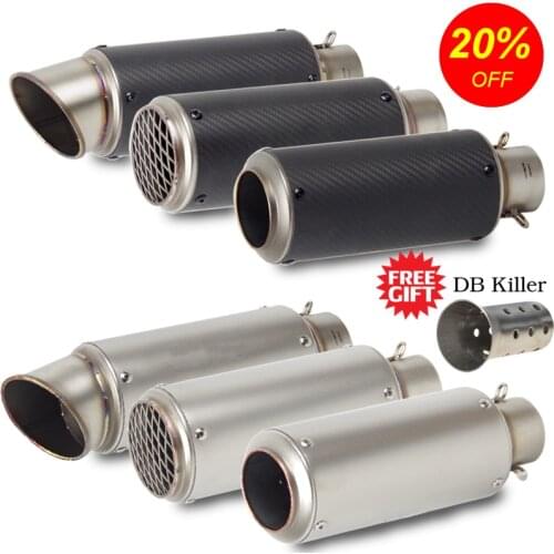 Universal 51/60mm Carbon Fiber Motorcycle Exhaust GY6 Scooter Racing Project Muffler DB killer for HONDA R6 RC390 FZ6 Z900 Pit B