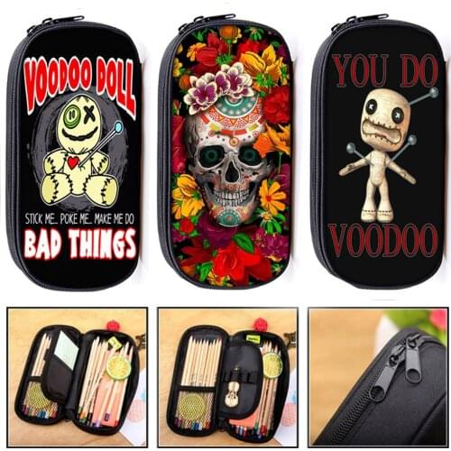 Voodoo doll / skull Cosmetic Cases pencil box bag women makeup bag girls school case pencil holder storage bags Halloween