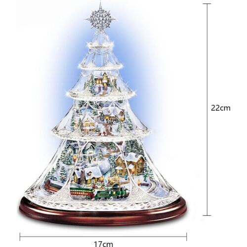 Rotating Christmas Tree Sculpture Train Decorations Paste Window Paste Stickers Winter Home Decorations DIY Gifts
