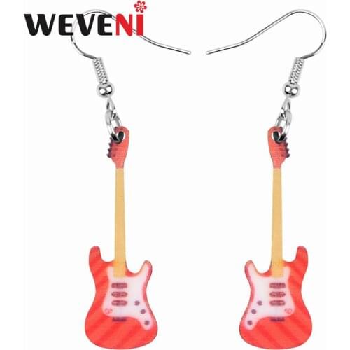 WEVENI Acrylic Anime Guitar Violin Earrings Drop Dangle Decoration Jewelry For Women Girls Teens Kids Charms Festival Party Gift