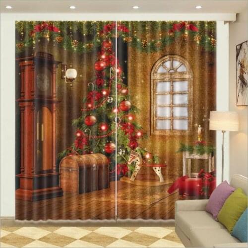 Beautiful Christmas tree 3D Window Curtains Blackout Living Room decorate Customized size Drapes Rideaux Cortinas pillowcase