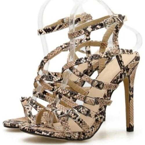 Sandalias Mujer 2020 Womens Ladies Pumps Fashion Round Toe PU 11.5CM Thin High Heels Buckle Strap Shallow women shoes size35-40