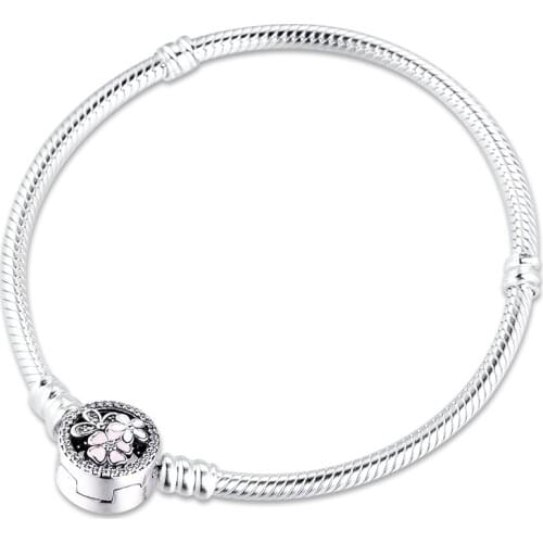Flower Clasp Bracelet Argent 925 Sterling Silver Femme Snake Chain Charm Bracelets Bangles for Women Jewelry Pulseras Wholesale
