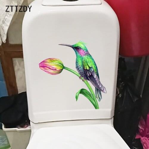 ZTTZDY 23.1×24CM Beautiful Painted Hummingbird Kids Room Decoration Funny Cartoon Wall Toilet Stickers T2-1458