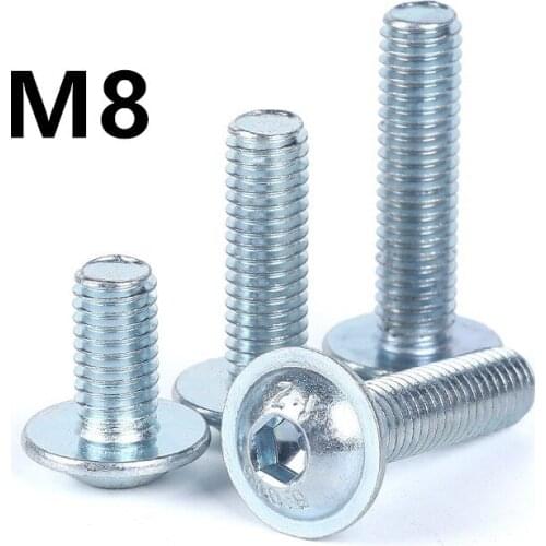 100PCS M8x12/16/20/25/30mm GB7380 Grade 10.9 Galvanizing Hexagon Socket Button Head Screws With Collar Bolt