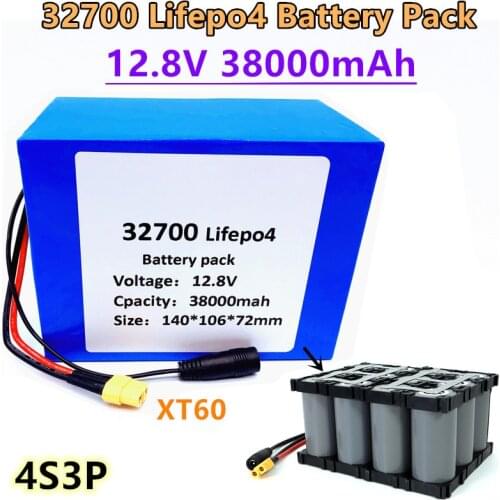 2021new 32700 Lifepo4 Battery Pack 4S3P 12.8V 38Ah 4S 40A 100A Balanced BMS for Electric Boat and Uninterrupted Power Supply 12V