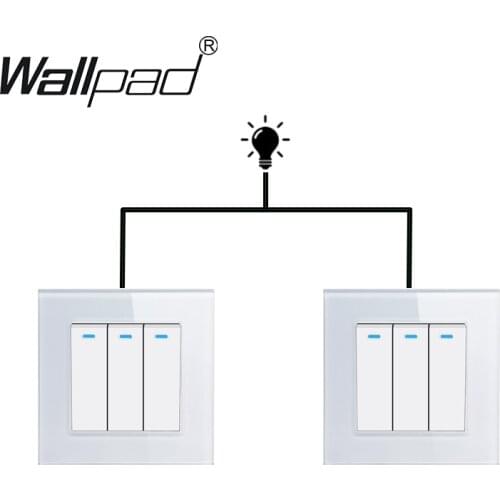 3 Gang 2 Way Switch with LED Indicator Wallpad White Glass 110V-250V 3 Button Cross Lamp Switch On/Off Switch Best Sellers