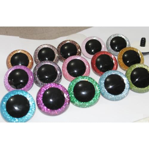 500pcs--N18-22mm-50mm DIY new glitter round safety clear toy eyes+hard washer+ glitter --color option
