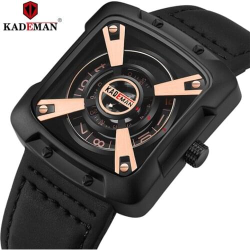 KADEMAN 612 Top Luxury Brand Classic Design Sports Watch Casual Waterproof Unique Design For Men Leather Wristwatches Quartz Wat
