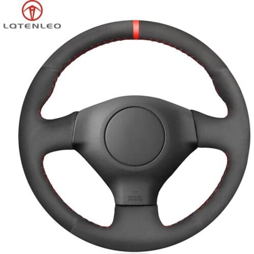 LQTENLEO Black Suede Car Steering Wheel Cover For Subaru Legacy Impreza 2003-2007 Forester 2004-2008 Outback 2004-2007 Saab 9-2X