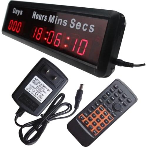 Mains Powered Digital LED Wall Clock Days Countdown Count Up Timer with Remote Control for Office Home Decoration