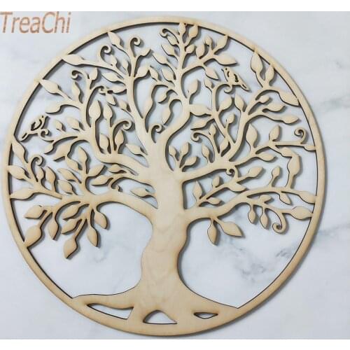 Wood Wall Art Home Decor Handmade Coasters Craft Flower of Life Wall Decoration Wooden Sign Tree of Life Geometry Ornament