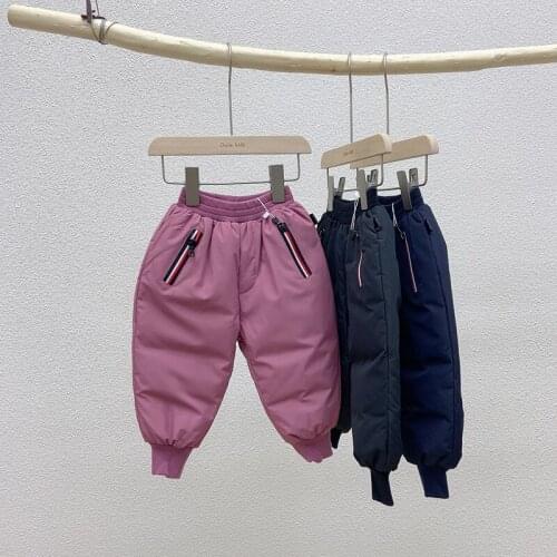 Kids Pants for Boys and Girls Outerwear Toddler Pants New Childrens Pants Cotton Down Boys Pants Winter Windproof Warm