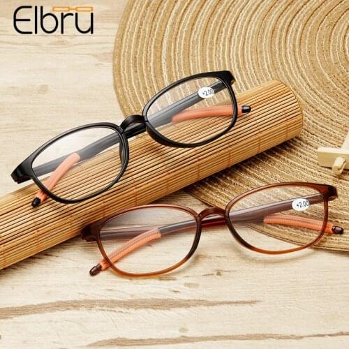 Elbru 2021 Retro TR90 Reading Glasses Ultralight Resin HD Lens Presbyopia Glasses Men Women Hyperopia Eyewear Diopters +1.0 +4.0