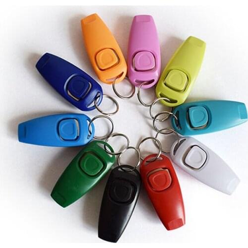 Hot Sale!Combo Dog Clicker & Whistle - Training,Pet Trainer Click Puppy With Guide,With Key Ring E7