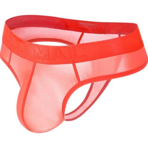 JOCKMAIL Low Waist Transparent ice silk Ultra-thin Sexy men Underwear Penis Pouch Gay UnderwearG-Strings & Thongs Mens Bikini
