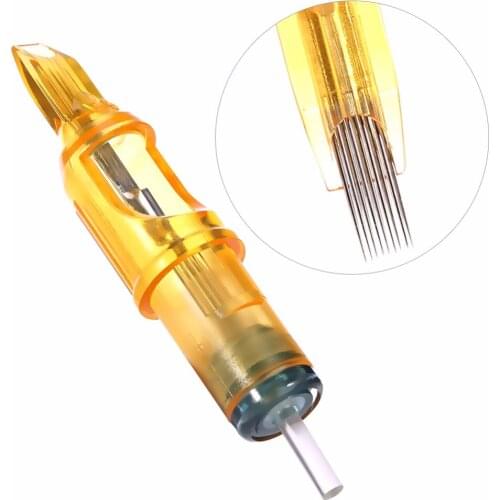 10pcs Pro Disposable Semi Permanent Makeup Tattoo Cartridge Needles Eyebrow Tattoo Pen Machine Supply 5M1/7M1/9M1/11M1/13M1/15M1