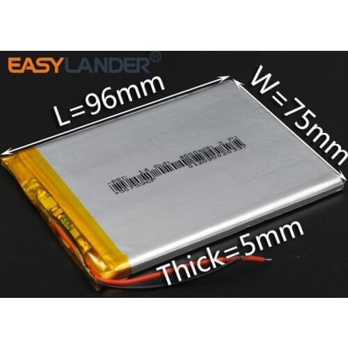 5.0x75x96mm 3.7V 4000mAh Polymer Li-ion Battery For Bluetooth Notebook Tablet PC Consumer electronics safety lamp 507596 507595