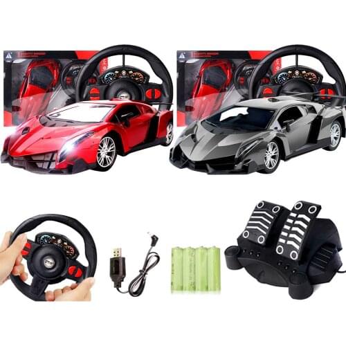 1:12 Remote Control Sports Car Models Steering Wheel Gravity Sensing Four-Way Remote Control Car RC Fighting Toy