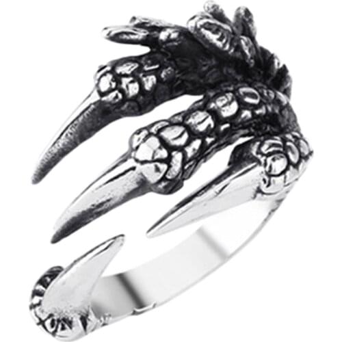 Fashion Punk Vintage Silvery Dragon claw Rings For Women Boho Female Charms Jewelry Men Antique Knuckle Ring Wedding Party Gift