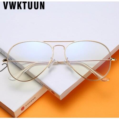 VWKTUUN Mens Glasses Pilot Eyeglasses Frames Metal Optical Frame Vintage Blue Light Blocking Glasses Big Women Computer Glasses