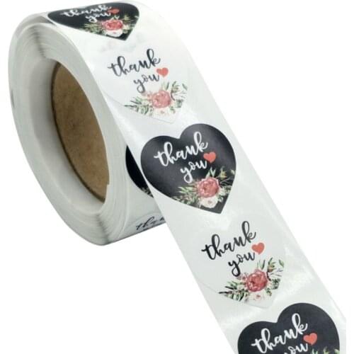 500pcs Heart Thank You Stickers Gold Foil Seal Label Scrapbooking Wedding Decor