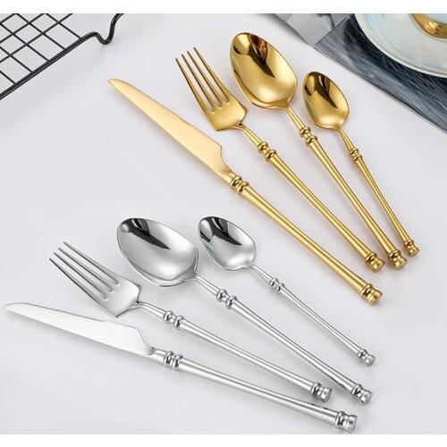Stainless Steel Cutlery Set Gold Dinnerware Set Forks Knives Spoons Dinnerware Korean Food Cutlery Kitchen Accessories