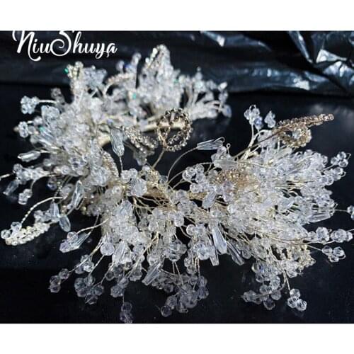 NiuShuya Wedding Accessories Headwear Crystal Handmade Headband For Wedding Evening Party Dress Hairwear