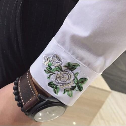 New mens clothing Singer Bigbang GD fashion spring slim Hair Stylist Rose Embroidery shirt costumes