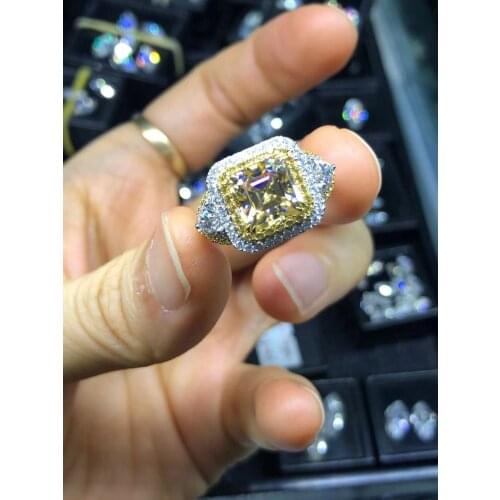 The rest fee of Custom 8*8mm Asscher cut latest design moissanite diamond ring Серьги кольцо браслет кольца браслеты ьги