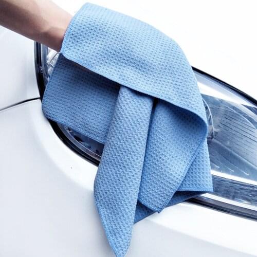 Car Microfiber Drying Towel with Waffle Weave Design Car Cleaning Cloths Car Care Wax Polishing Detailing Towel Blue 40cm*45cm