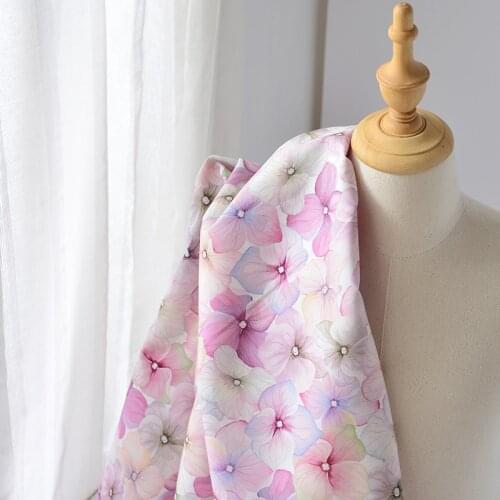 Half Meter 100% Cotton Fabric With Pink Purple Flower Print Handmade DIY Material Garment Children Cloth T1451