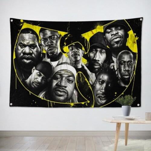 Wu Tang Clan HipHop Music Band Team Logo Cloth Poster Banners Four-Hole Flag Dormitory Bedroom Wall Decoration