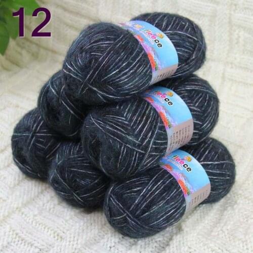 Sale 6SkeinX50gr Luxury Fluffy Soft NEW MOHAIR Shawls Hand Knit Crochet Yarn Black 822-12-6