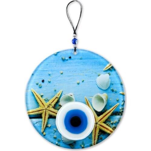 Handmade Marine Fusion Glass Evil Eye Bead 16cm