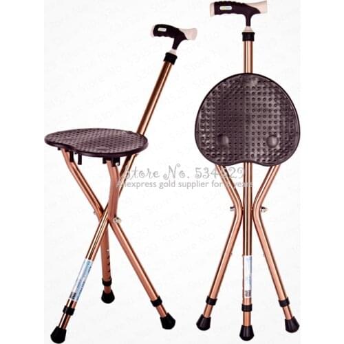 30%Folding Cane Seat Thick Aluminum Alloy Cane Stool Crutch Chair Cane Seat Highly Adjustable Walking Stick Unisex For Elderly