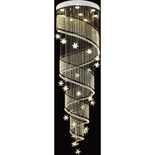 Modern Crystal Chandelier Spiral Design Luxury Staircase Crystal Light Fixtures For Dining Room Indoor Lighting